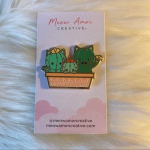 Cactus Cat Family Enamel Pin Meow Amour Creative